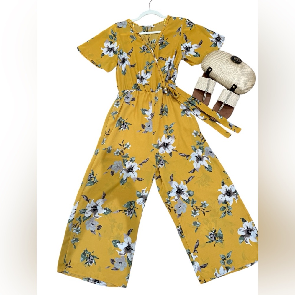 Romper Jumpsuit yellow floral size small by sienna sky